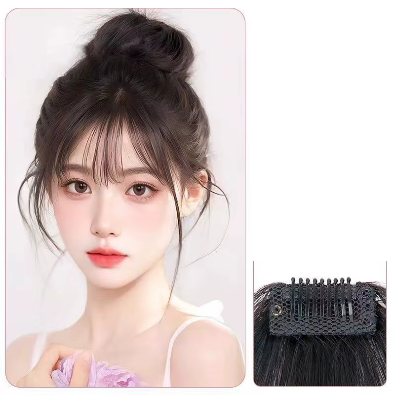 Faux franges synthétiques de style français, postiche naturel, extensions de cheveux, accessoires de