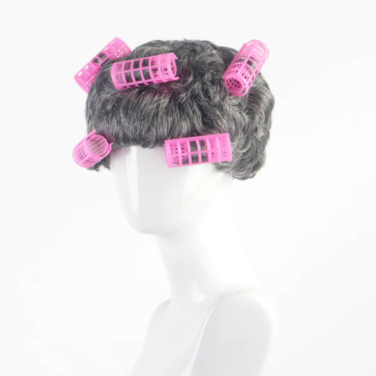 Perruque synthétique courte bouclée grise pour femme, location de film, résistante à la chaleur, pou