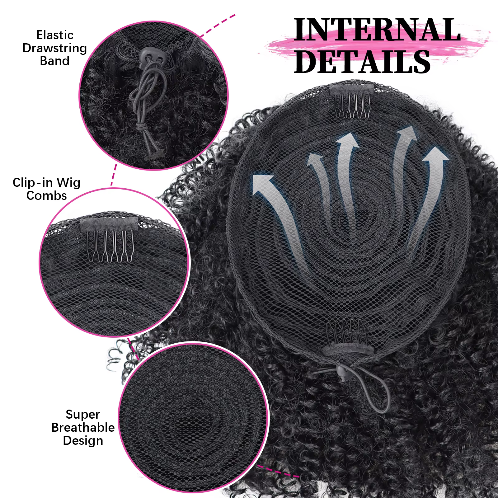 Afro bouffée crépus bouclés cordon queue de cheval Extension de chignon pour les femmes noires synth