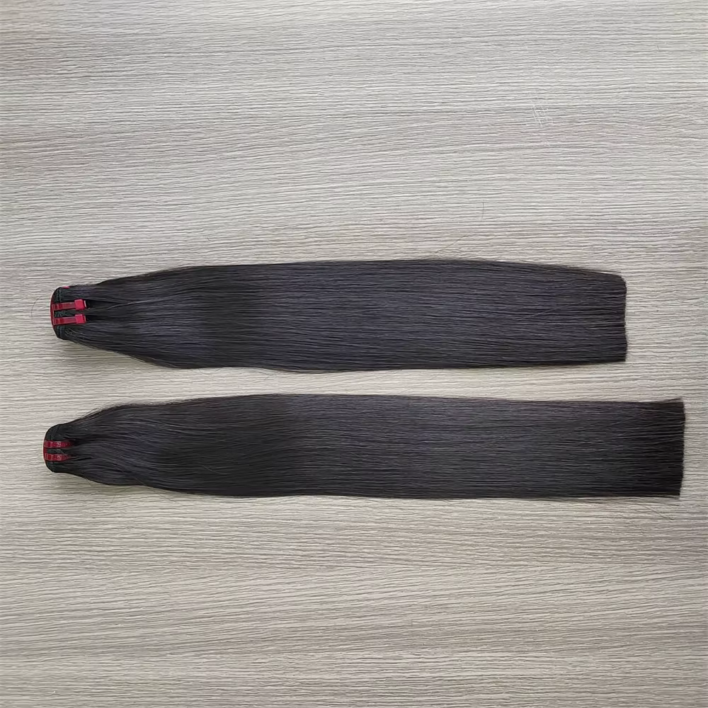 20A vietnamien Super Double os dessiné paquets de cheveux raides avec 2x6 fermeture couleur naturell