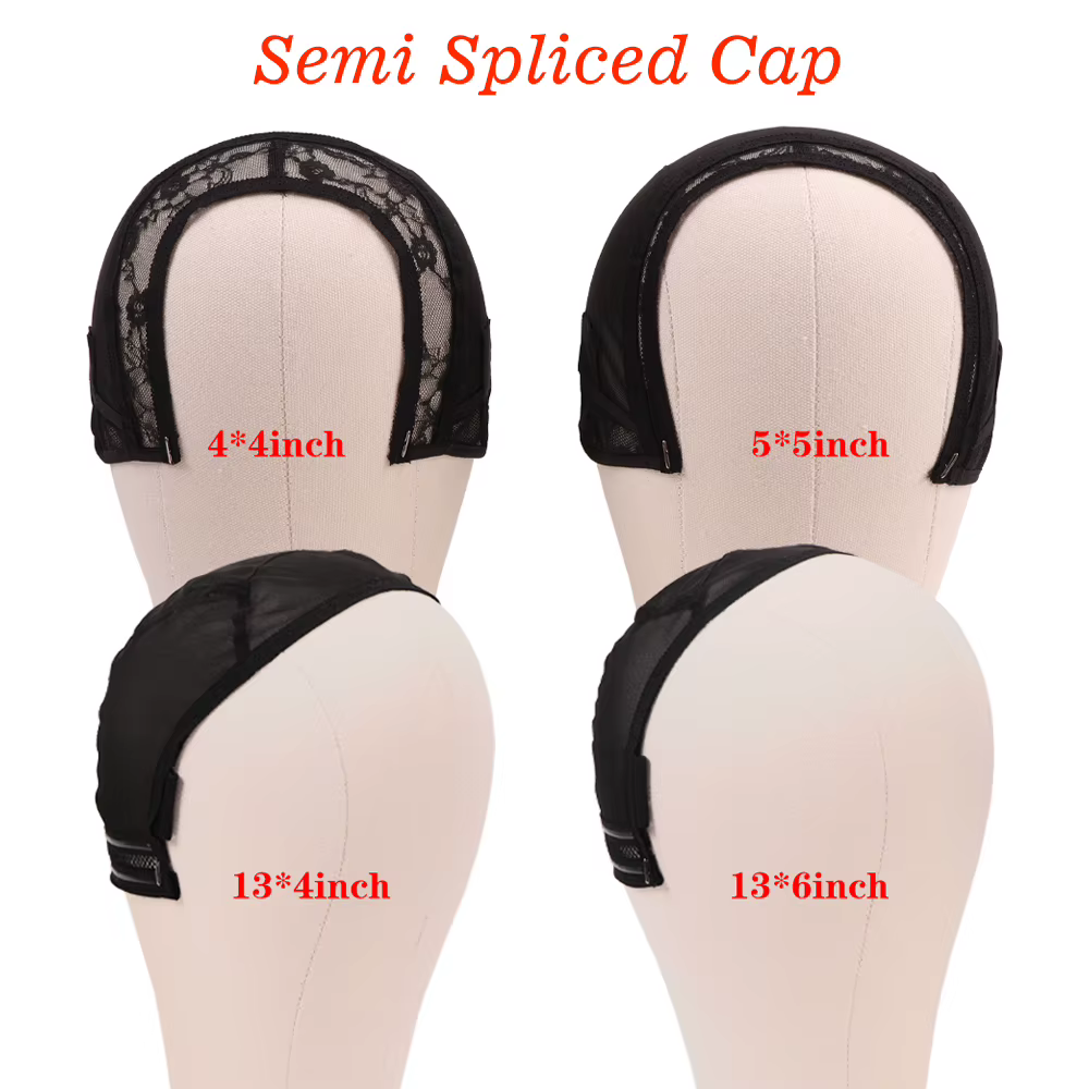 Nunify noir 4X4 13X4 perruque faisant casquette Invisible dentelle bord réglable dentelle perruque c