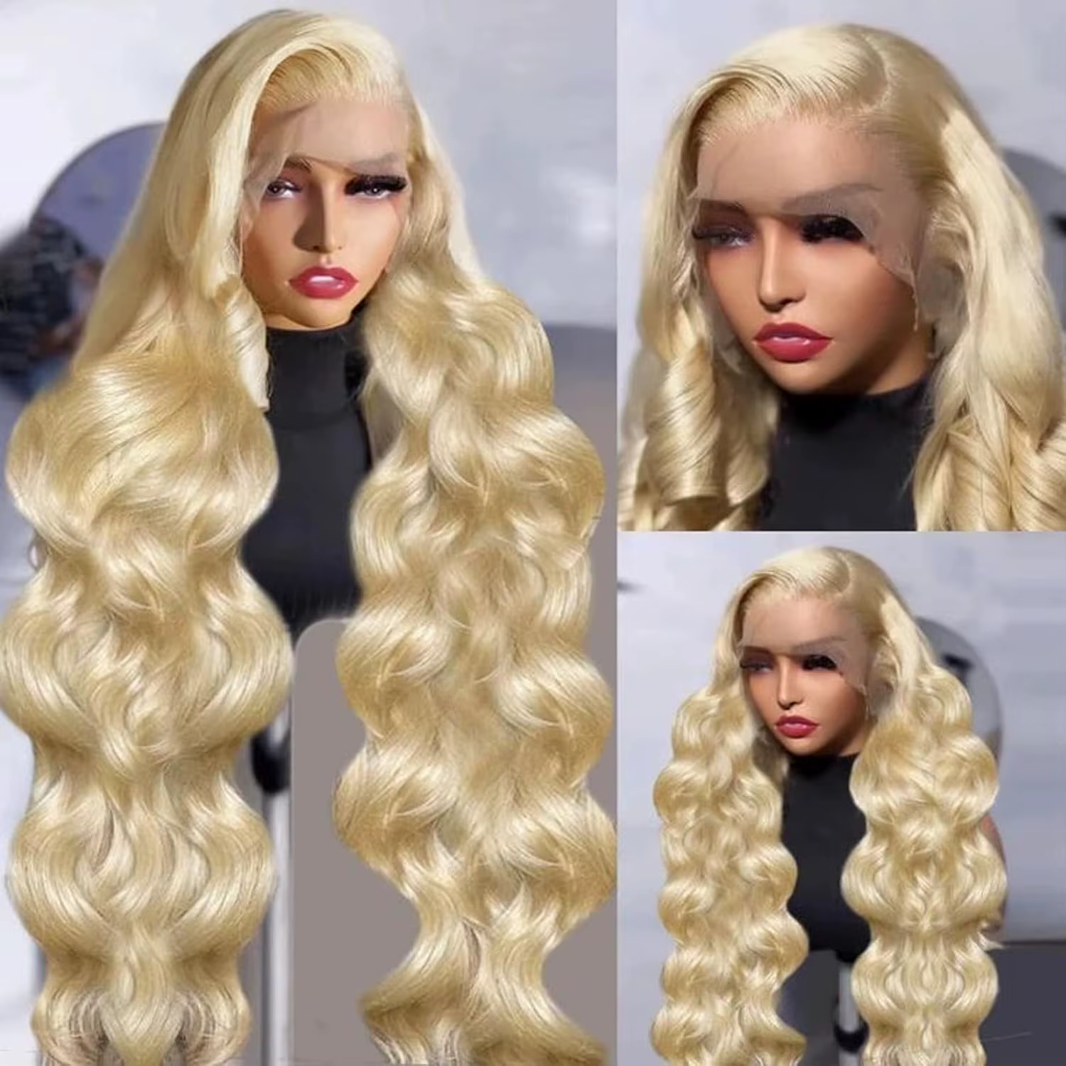 613 perruque de cheveux humains 13x6 vague de corps Blonde HD dentelle frontale perruque pré plumée 