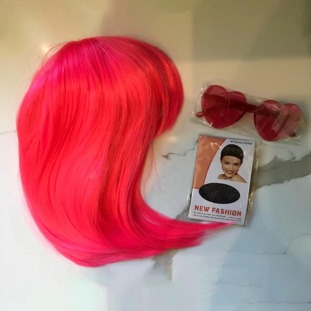 Perruque Bobo courte colorée en Fiber synthétique, néon, pour fête amusante, Halloween, poisson d'av