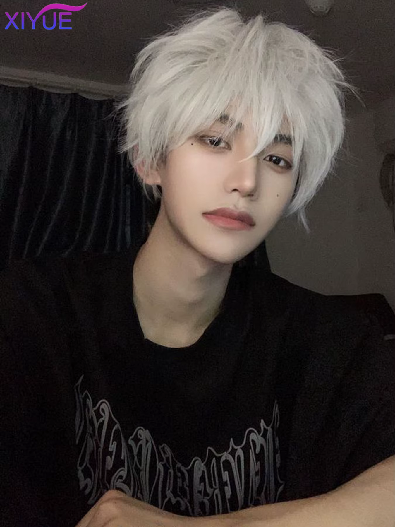 Perruque synthétique à tête de mulet Blonde, longue et lisse, moelleuse, Lolita Cosplay, résistante