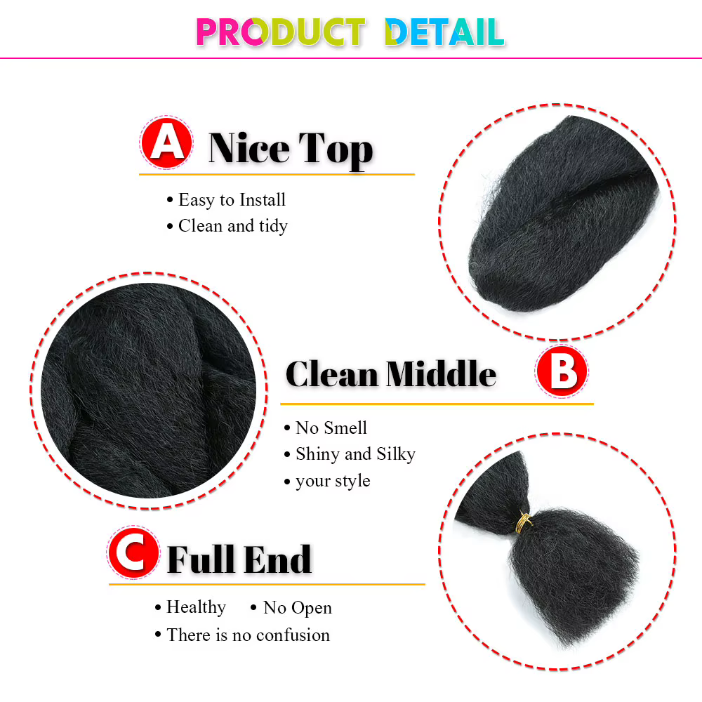 Mèches synthétiques au Crochet Vixen 26 pouces, cheveux crépus et lisses au Crochet pour femmes noir