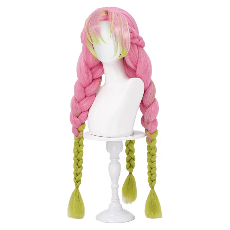 Perruque synthétique longue tressée rose et verte 2026, 90 cm, résistante à la chaleur, effet Yaki v