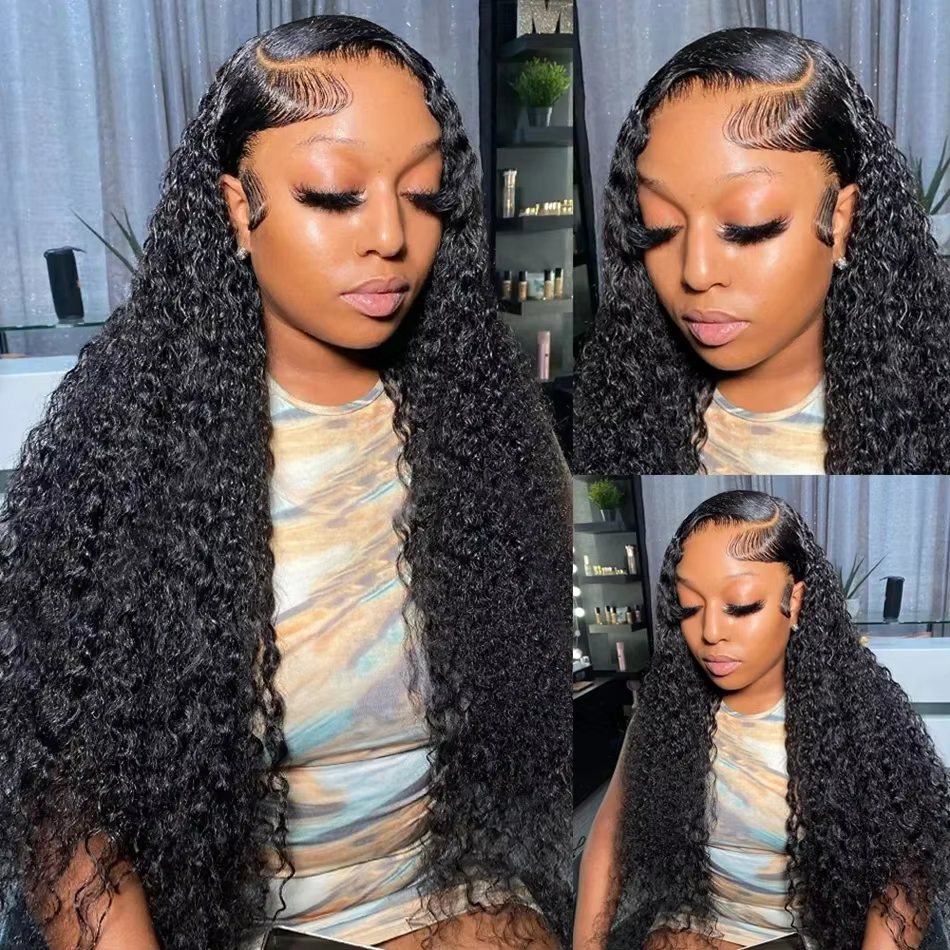 Perruques bouclées Deep Wave pré-plumées avec fermeture à lacet HD, cheveux humains sans colle, prêt
