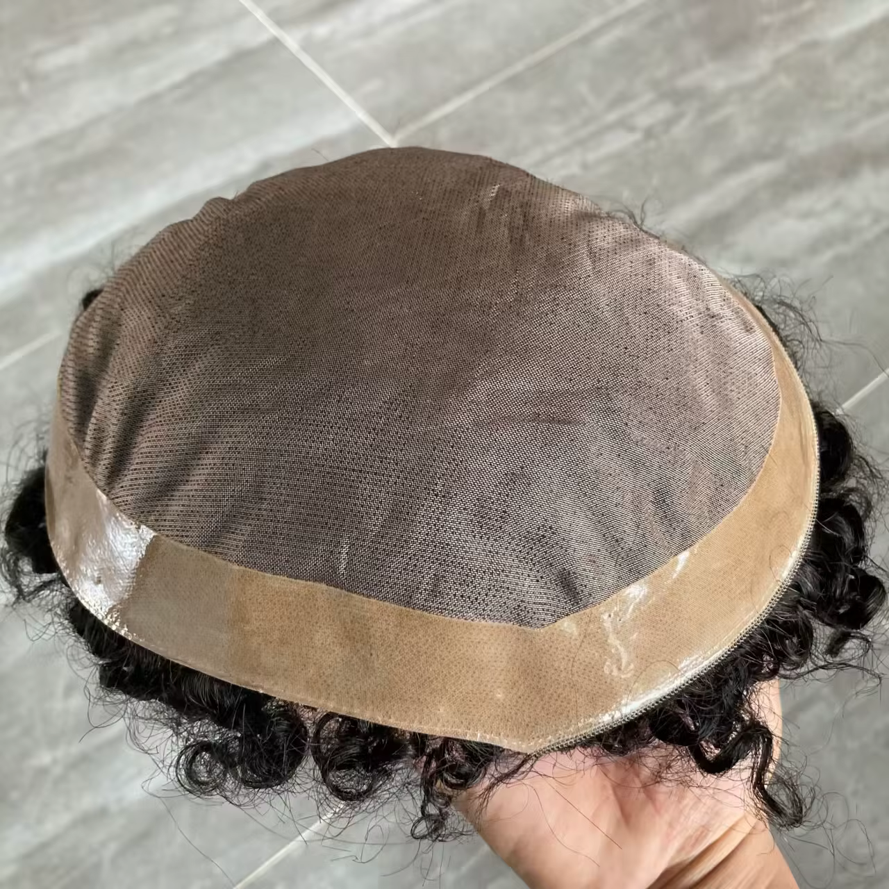 Prothèse capillaire homme Afro en cheveux naturels, bouclés Jerry 12mm, base fine mono, toupet pour 