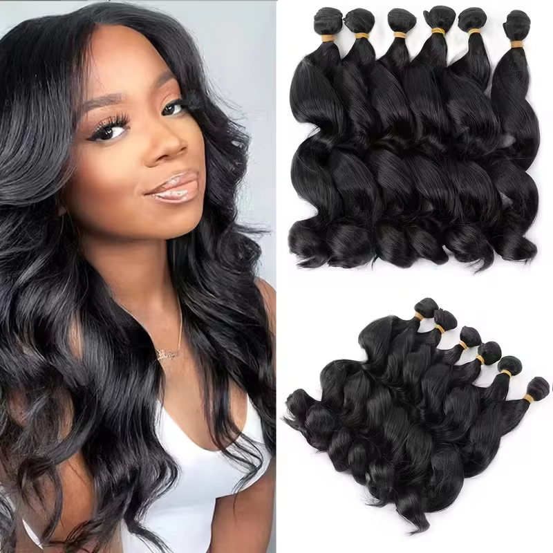 Belle Show Body Wave Hair Bundles pour femmes - Extensions de cheveux synthétiques, noir naturel