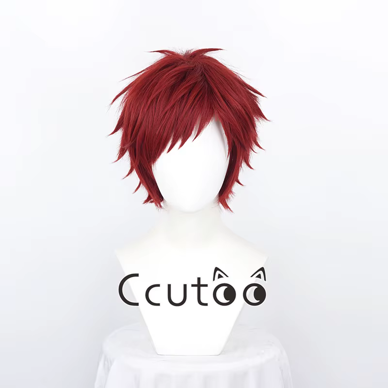 Gaara-Perruque Cosplay Rouge Foncé Courte pour Homme, Perruques Synthétiques Anime, Degré de Chaleur