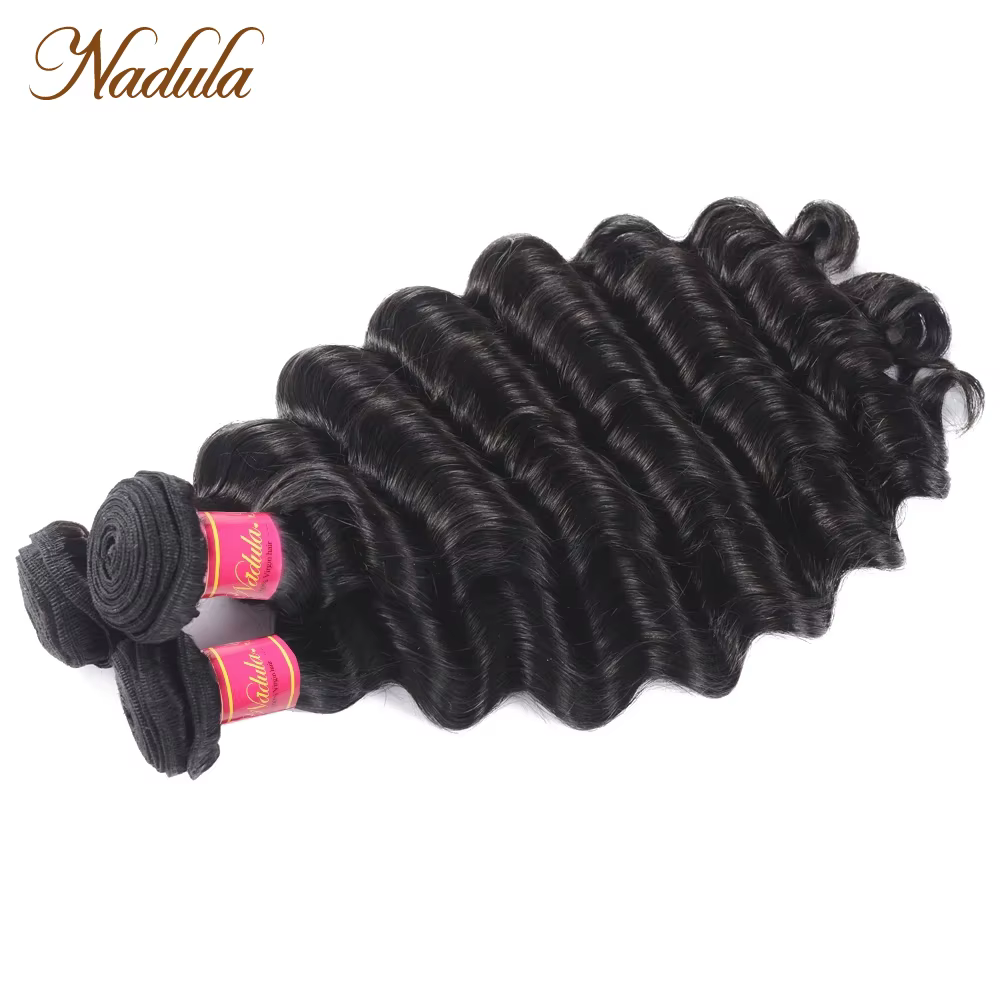 Tissage en lot Deep Wave brésilien 100% vierges-Nadula Hair, mèches de cheveux humains, 12 à 26 pouc