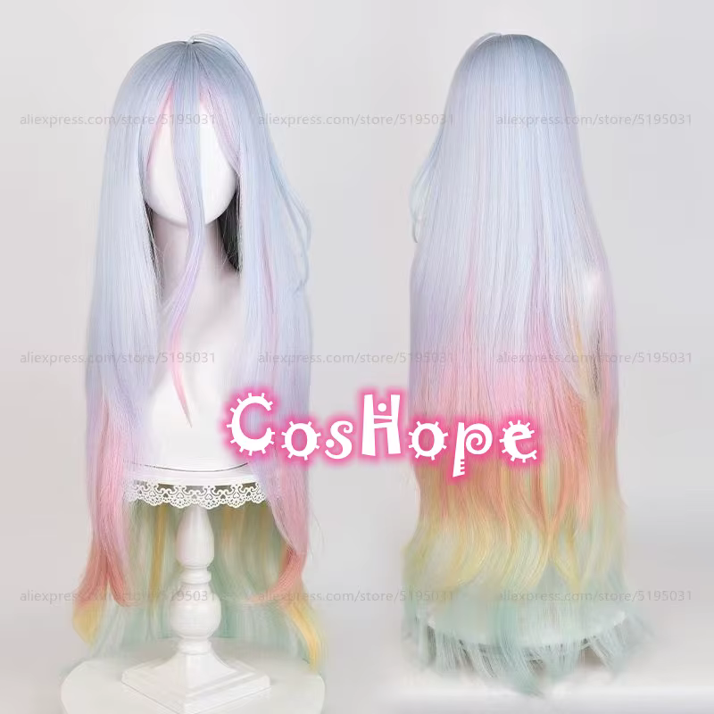 Shiro Cosplay perruque 100 cm longue perruque droite avec queue de cheval couleur mixte perruque Cos