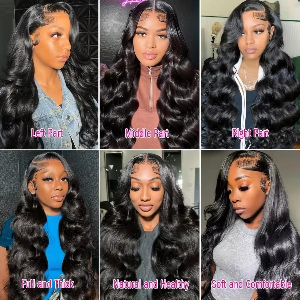 Perruque Lace Front Wig Body Wave Brésilienne Naturelle, Cheveux Humains Transparent HD, 13x6, Densi