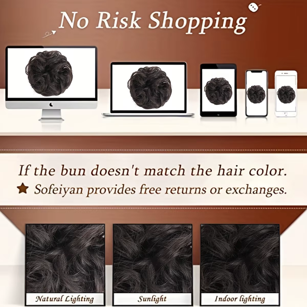 Postiche chignon à pince bouclée pour femmes caucasiennes, chignon synthétique, chignon chic, ébouri