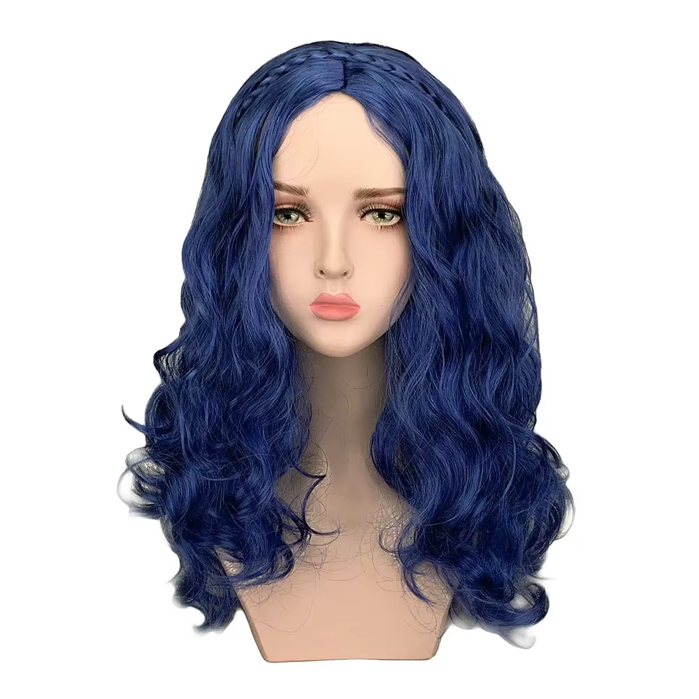 Perruque synthétique longue ondulée bleue Anime Descendants 2 Evie, perruque de Costume de Cosplay r