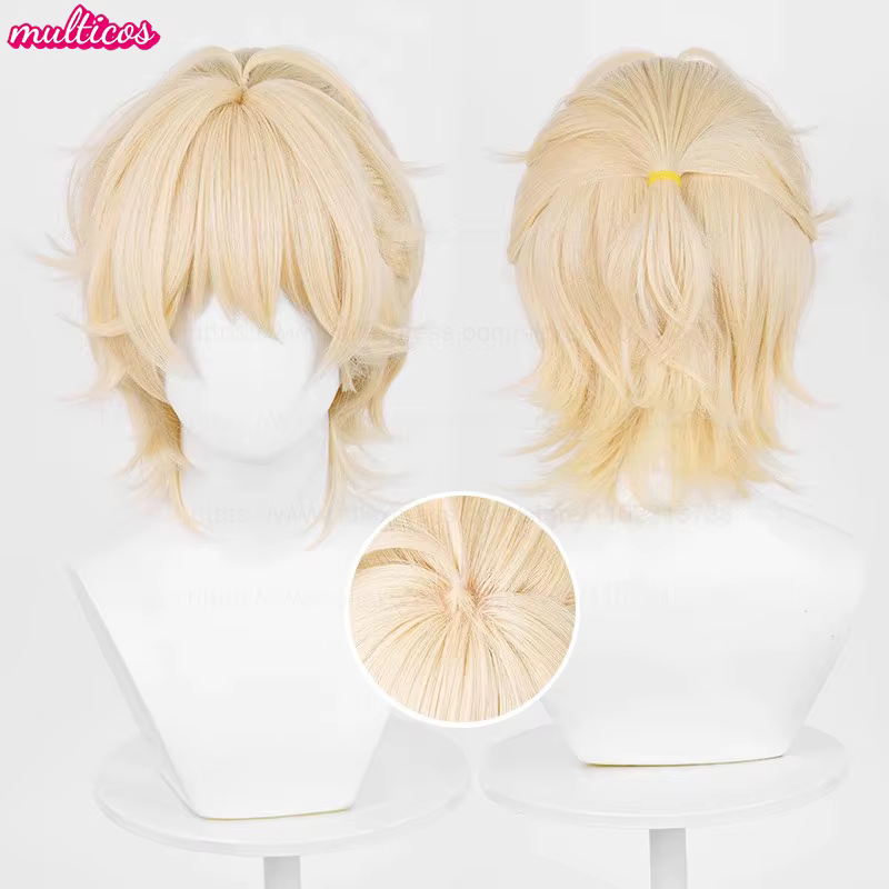 Perruque de Cosplay Luka courte Blonde de haute qualité, cheveux synthétiques résistants à la chaleu