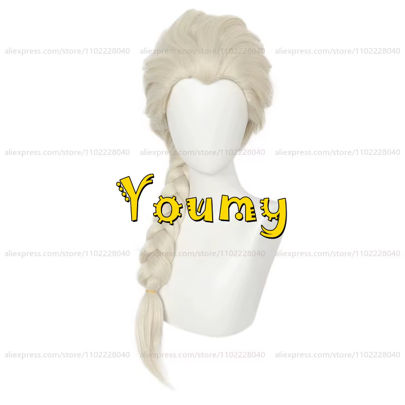 Perruque Anime Princesse Elsa pour Femme, Perruque Abricot Légère, Perruques Synthétiques Pré-Tressé