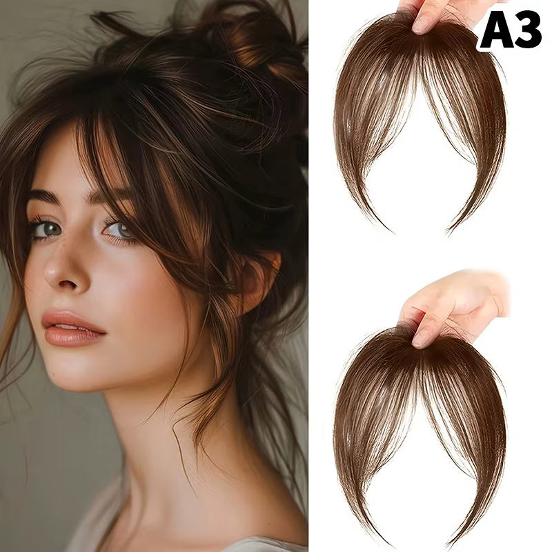 Perruque naturelle avec frange, extensions de cheveux synthétiques volumineuses, postiches à clipser