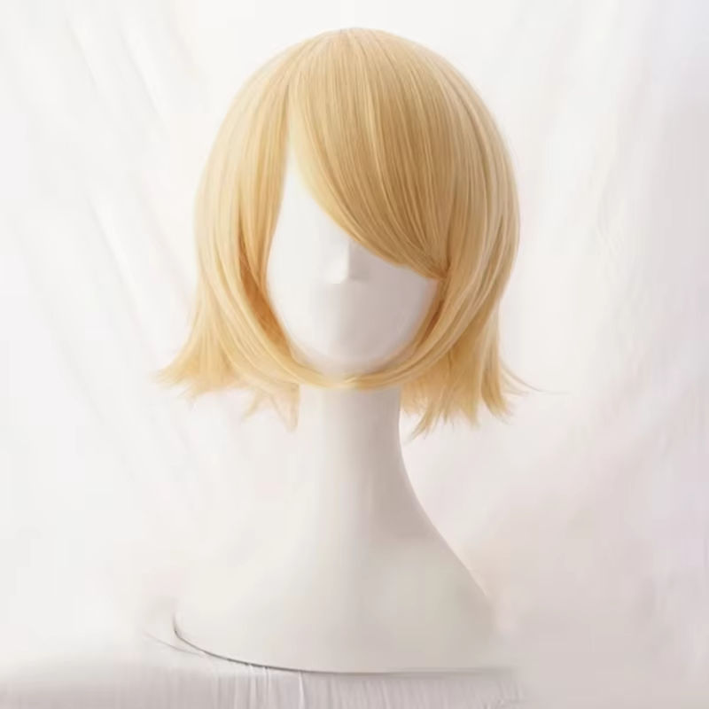 Anime haute qualité Rin Len Cosplay perruque courte Blonde résistant à la chaleur cheveux synthétiqu