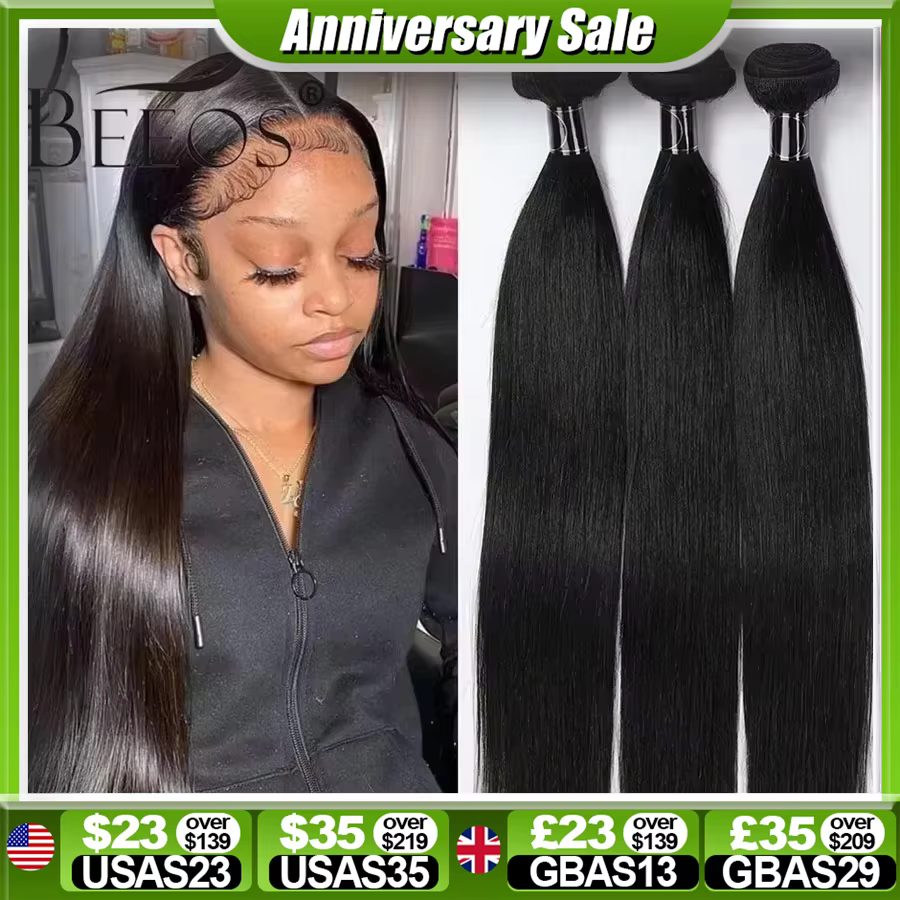 BEEOS-Bundles de cheveux raides Sophia, Extension de cheveux à double trame, Bundles naturels de che