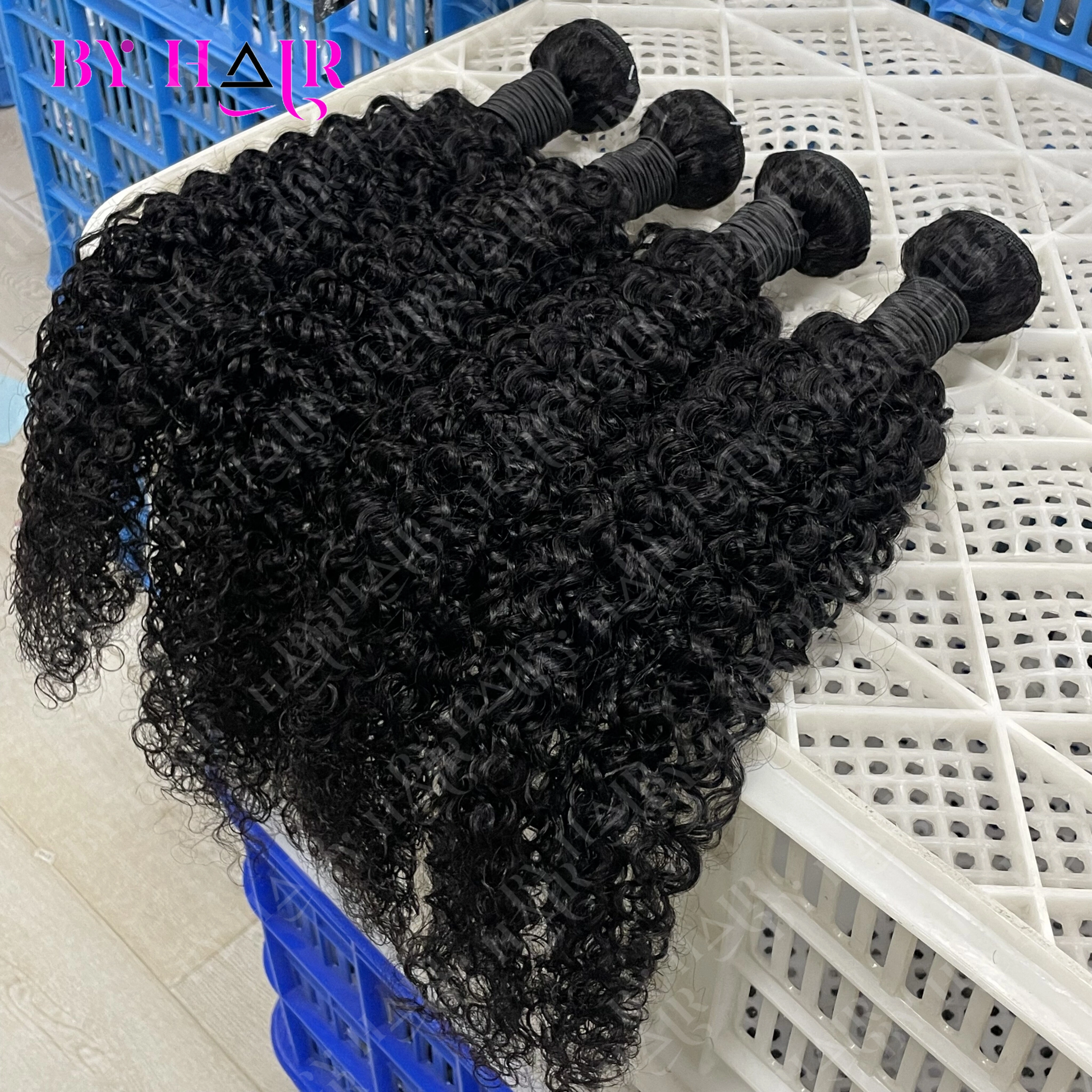 Extensions de cheveux humains 100% naturels, bouclés crépus 12A, brésiliens, effet mouillé et ondulé