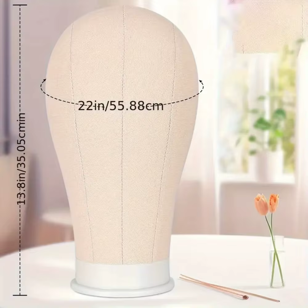 Support de perruque et ensemble combiné de 22 pouces, support de tête de perruque en toile avec tête