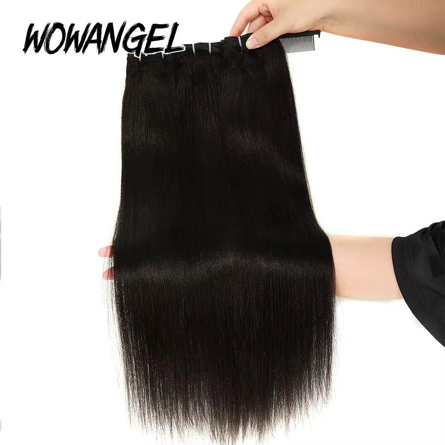 WOWANGEL lumière Yaki droite paquets de cheveux humains rebondissant moelleux crépus droite vierge E