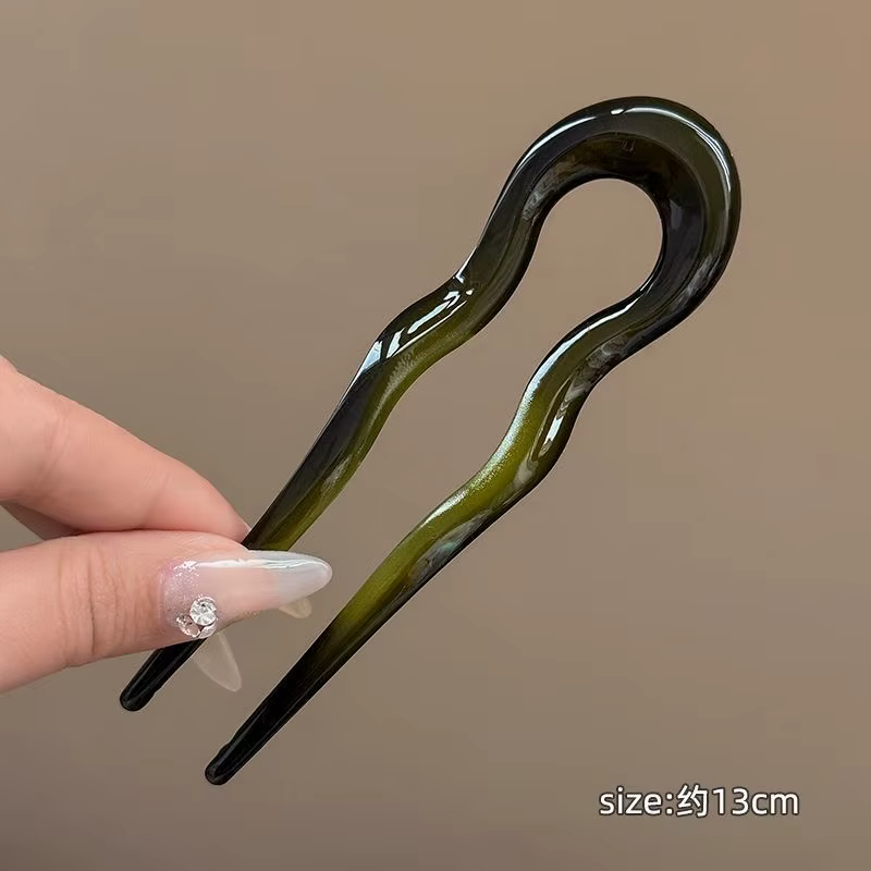 Fourchette à cheveux en forme de U, épingle à cheveux en acétate de écaille de tortue, Design géomét