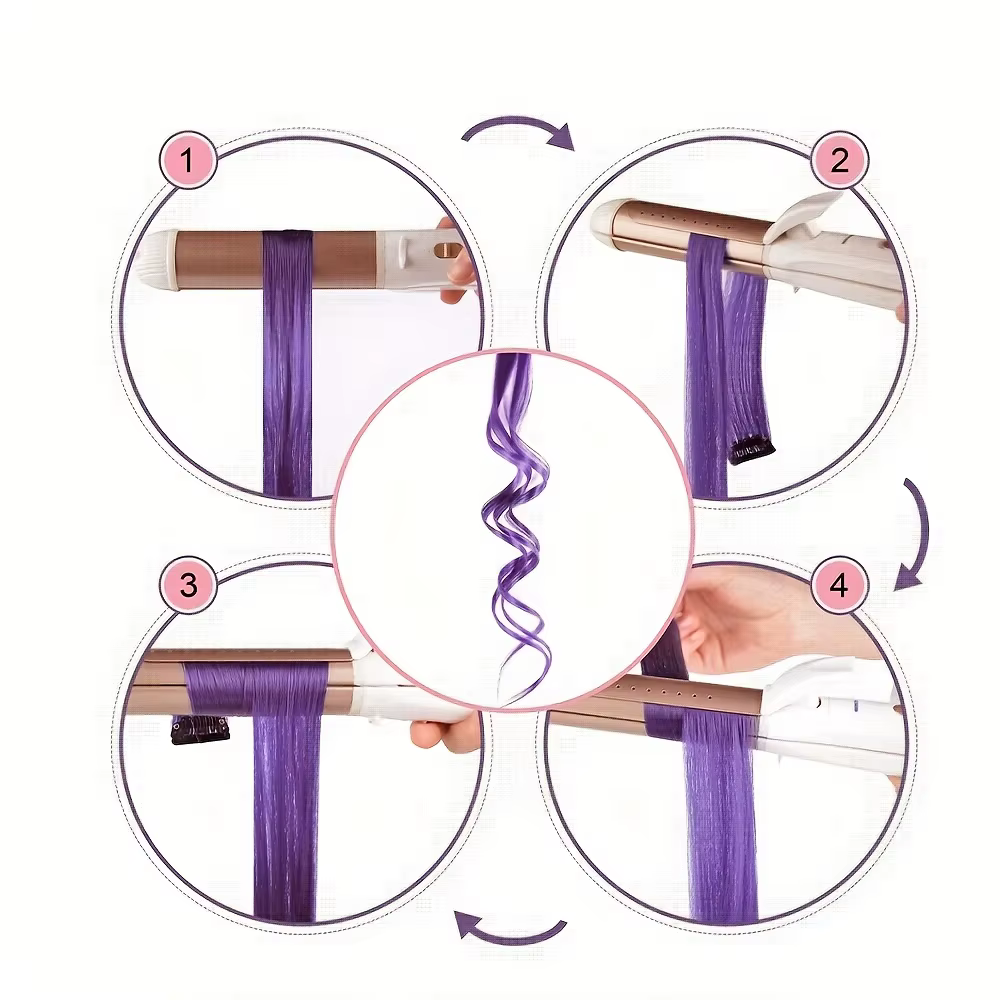 Extensions de cheveux synthétiques longues et lisses, 6 pièces, Extensions de cheveux colorées de 24