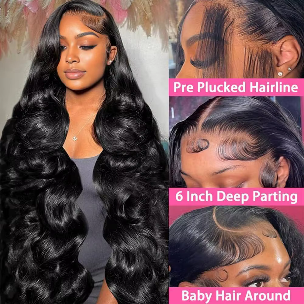HD Transparent 30 32 Inches Lace Body Wave Brazilian 13x4 13x6 Front Human Hair Wigs 180 Density 360