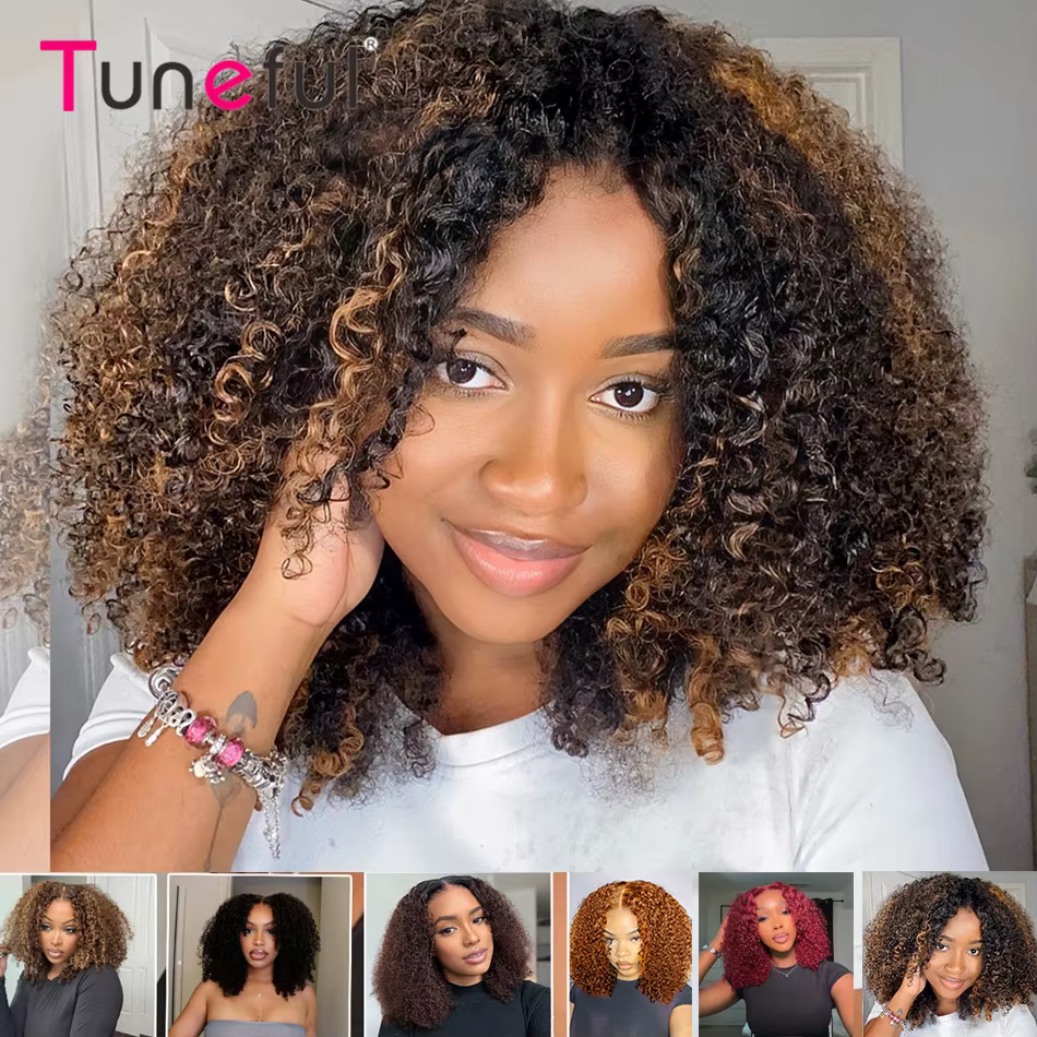 10A 6x5 sans colle dentelle perruques de cheveux humains prêt à porter et aller court bouclés Ombre 