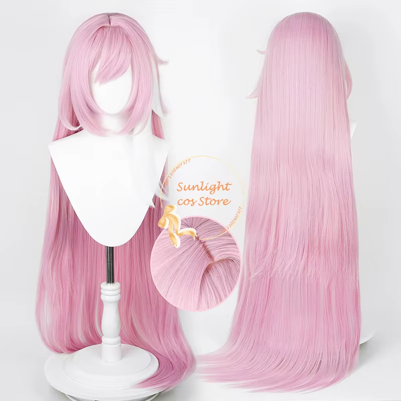 Perruque Cosplay Longue Rose avec Frange, Cheveux Synthétiques, Halloween Elysia Anime Cos, Bonnet, 