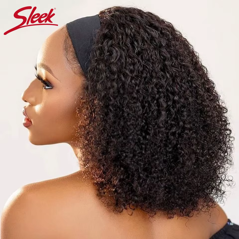 Perruque bandeau cheveux humains crépus bouclés pour femmes noires, densité 250%, sans colle, brésil