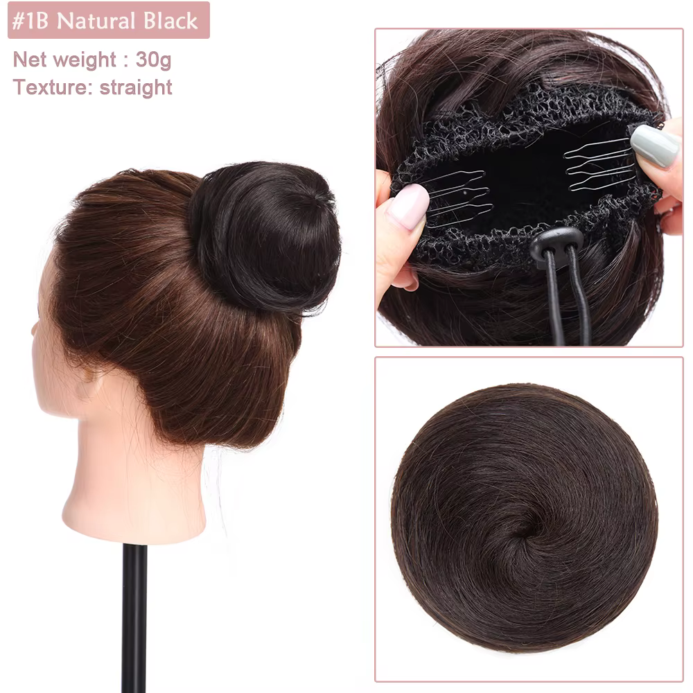 SEGO 100% Extension de Chignon de cheveux humains Donut Chignon postiches pour femmes et hommes chou