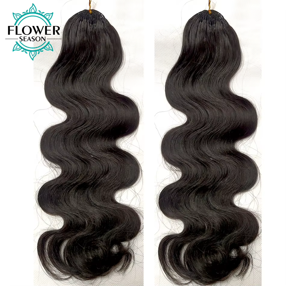 Extensions de Cheveux Naturels au Crochet Pré-Mathiés Sans Nministériels d, Vague de Corps, Plume, S