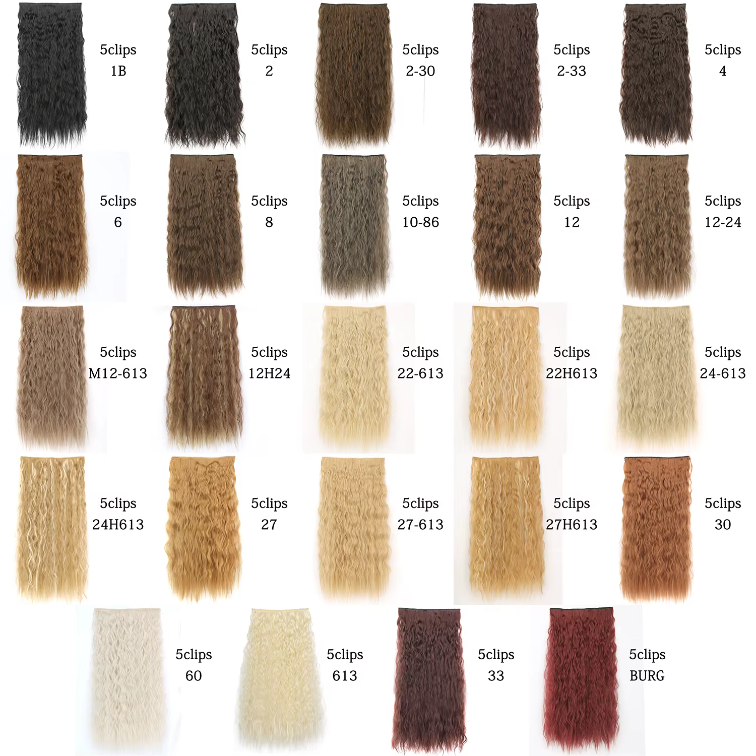 Extensions capillaires synthétiques à 5 clips, postiche longue bouclée, postiche naturelle marron no