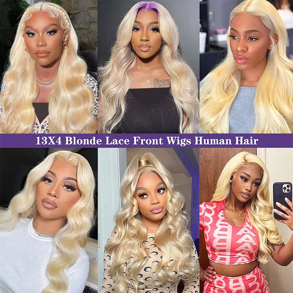 Perruques de cheveux humains 13x6 Blonde 613 Body Wave 13x4 HD Lace Frontal, 30 36 pouces, couleur m