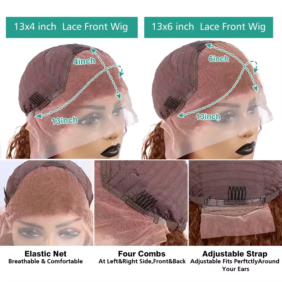 Perruque Lace Frontale 13x4 Body Wave Marron Chocolat HD 220 Densité, Perruques Frontales 13x6 Brési