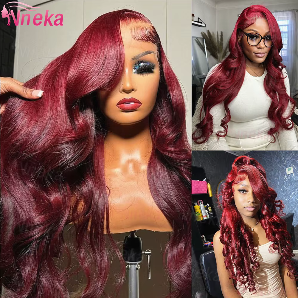 99J bordeaux 13x6 Hd dentelle frontale perruque de cheveux humains vague de corps 13x4 dentelle avan