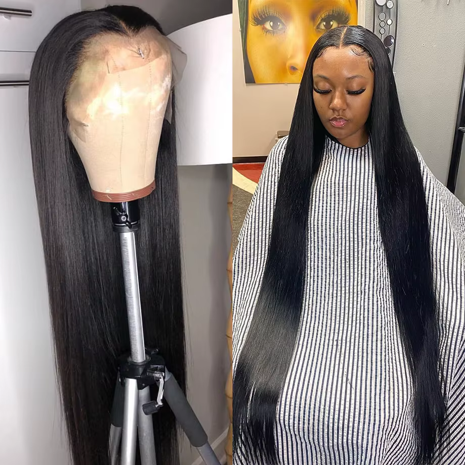 40 42 pouces droite dentelle avant perruques cheveux humains 360 pleine dentelle perruques pour les 