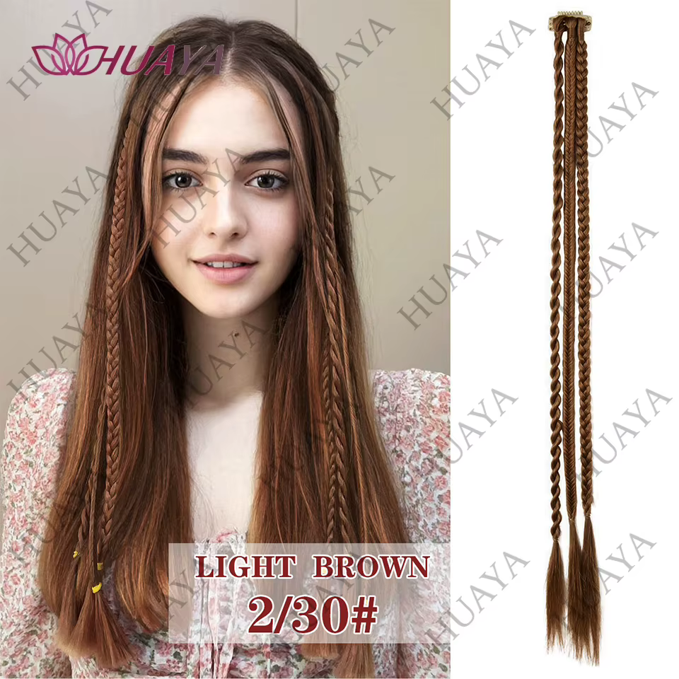 Perruque, queue de cheval synthétique torsadée tresse pince dans les Extensions de cheveux longues t