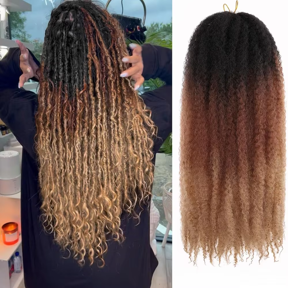 Cheveux synthétiques Marley 1B/27/613, 18 pouces, cheveux Marley Twist, afro bouclé crépu pour faux