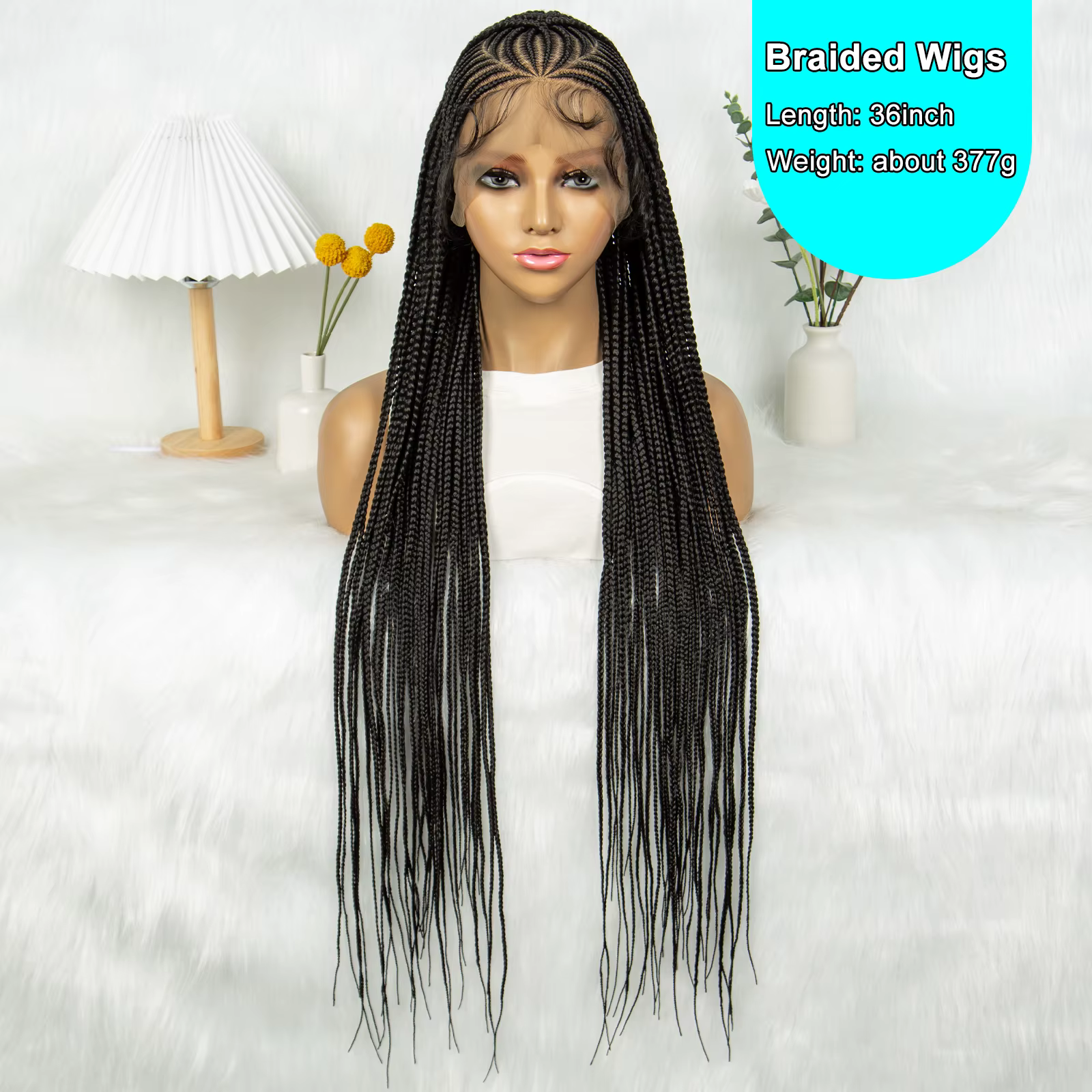 Perruque synthétique tressée pour femmes noires, 36 pouces
