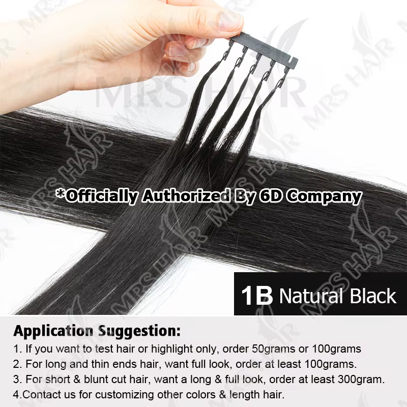 Extensions capillaires 6D en cheveux humains non-Remy, extensions 6D2 micro-fines invisibles avec po