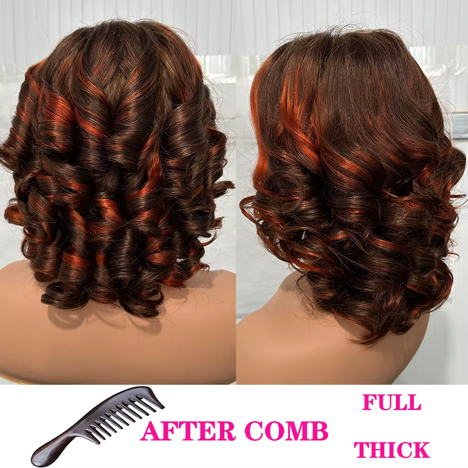 100% malaisie cheveux 250 densité Double dessiné P4 27 Ombre mettre en évidence vague rebondissante 