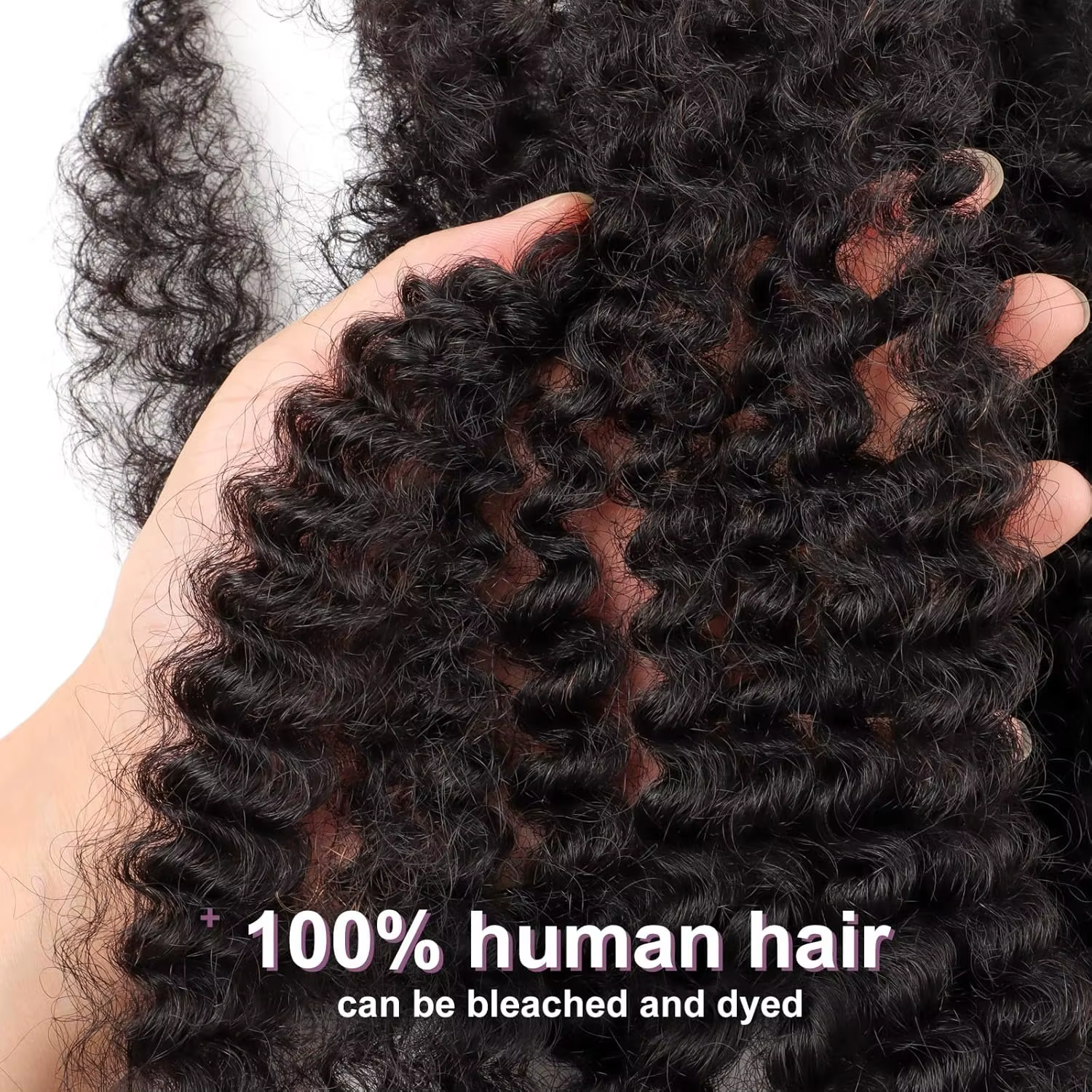 Extensions de cheveux humains naturels 4C Afro Kinky Curly en vrac, sans trame, Remy brésilien, 10-1