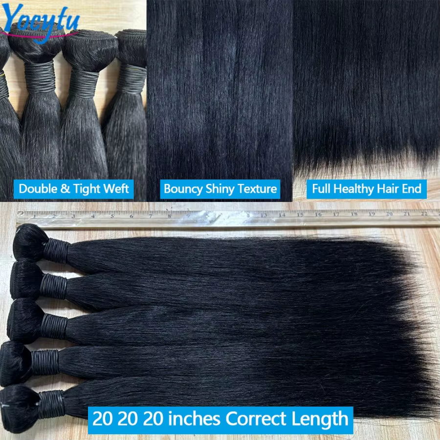 YOCYTU 20 20 20 Pouces Tissage Cheveux Humains 1/3/4 PCS Lot de Tissage Cheveux Humain 12A Tissage N