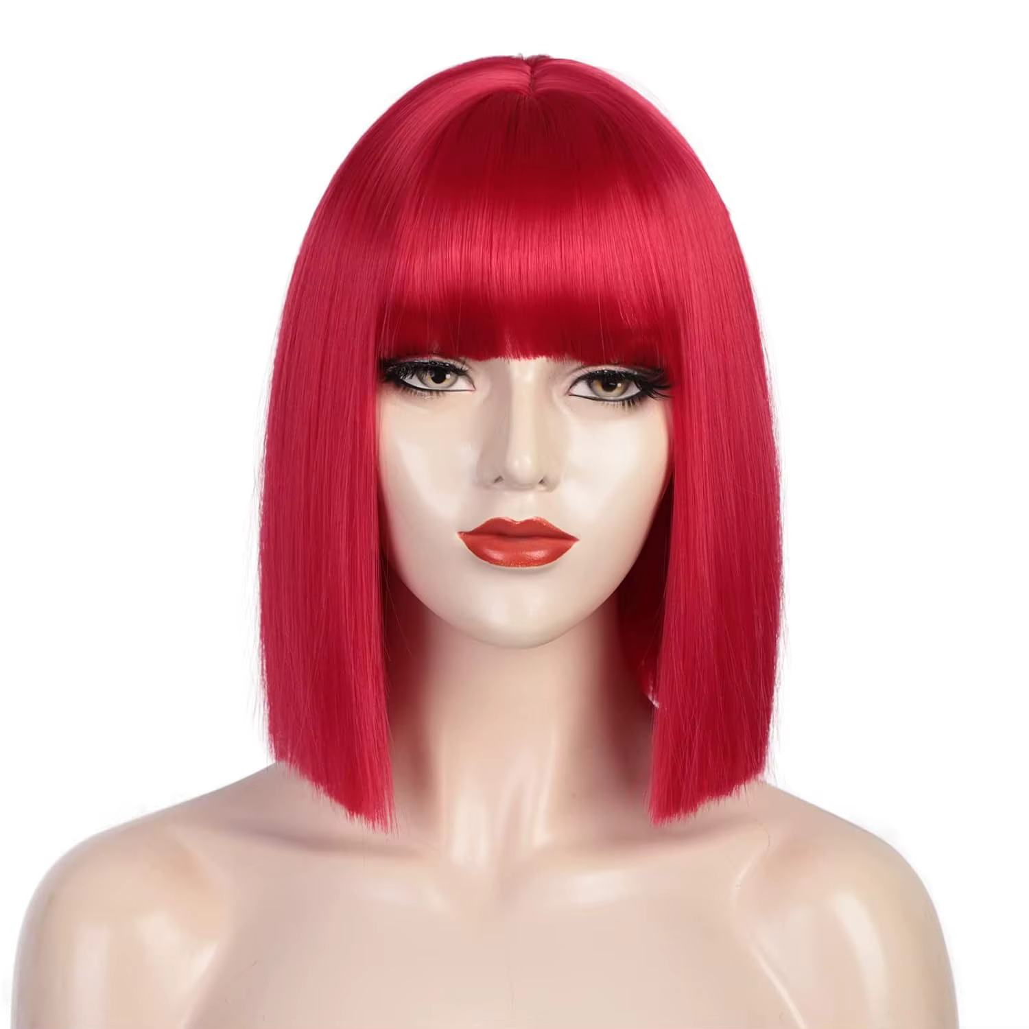 Perruque Bob Noire Courte avec Frange pour Femme, Perruques Droites, Degré de Chaleur, Ultraviolet S