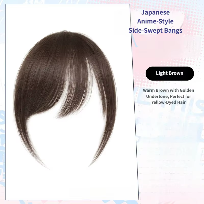 Extensions de franges à clipser 100 % cheveux humains, style anime japonais, frange latérale