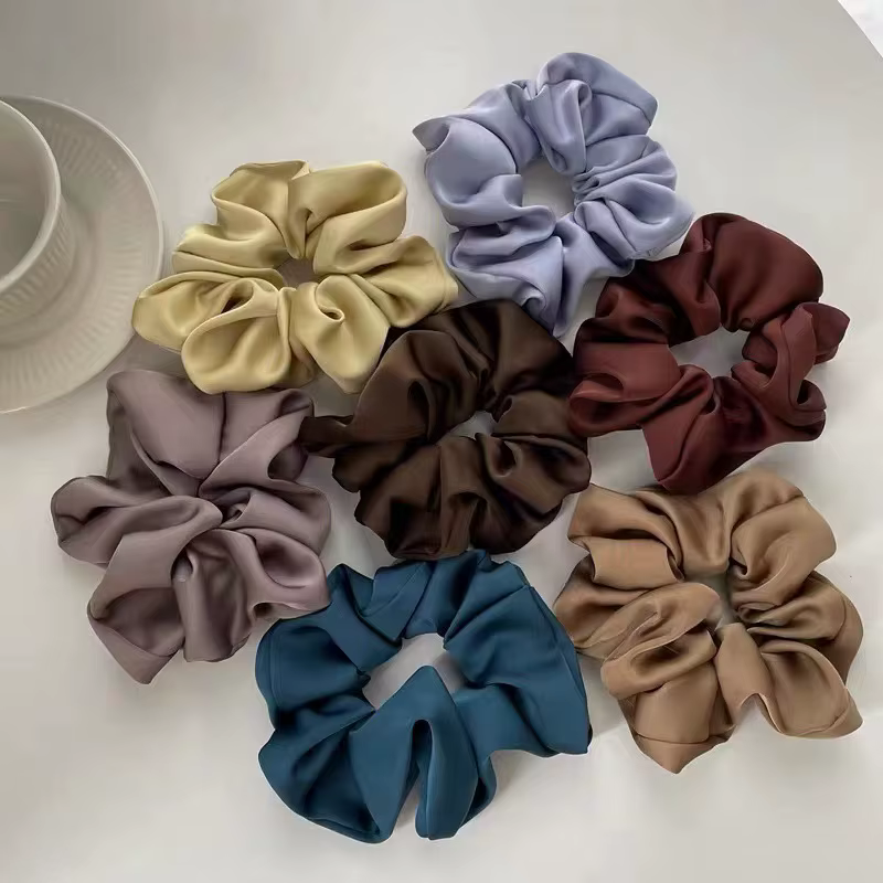 Chouchous élastiques en soie élégants pour femmes et filles, couleur unie, élastique pour queue de c